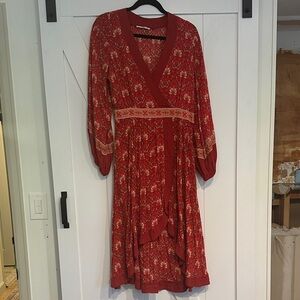 Spell Crimson Floral Long Sleeve Dress